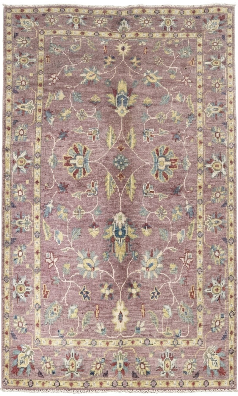 Handmade Kazak Rug 5x3 Area Carpet, Vintage Style Wool Rug for Living Room