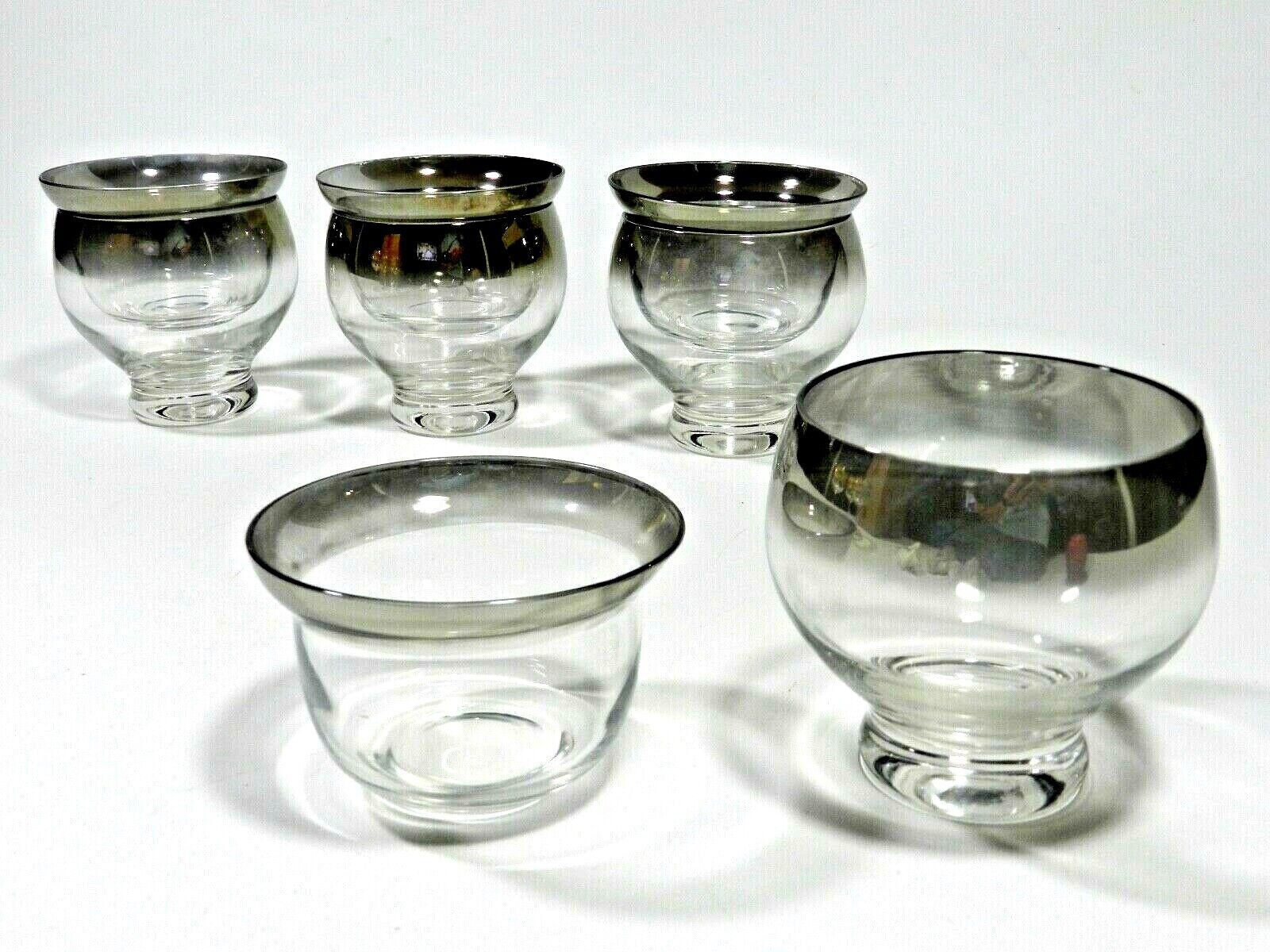 Set Of 4 Vintage 2 pc Shrimp Cocktail Caviar Chiller Glasses