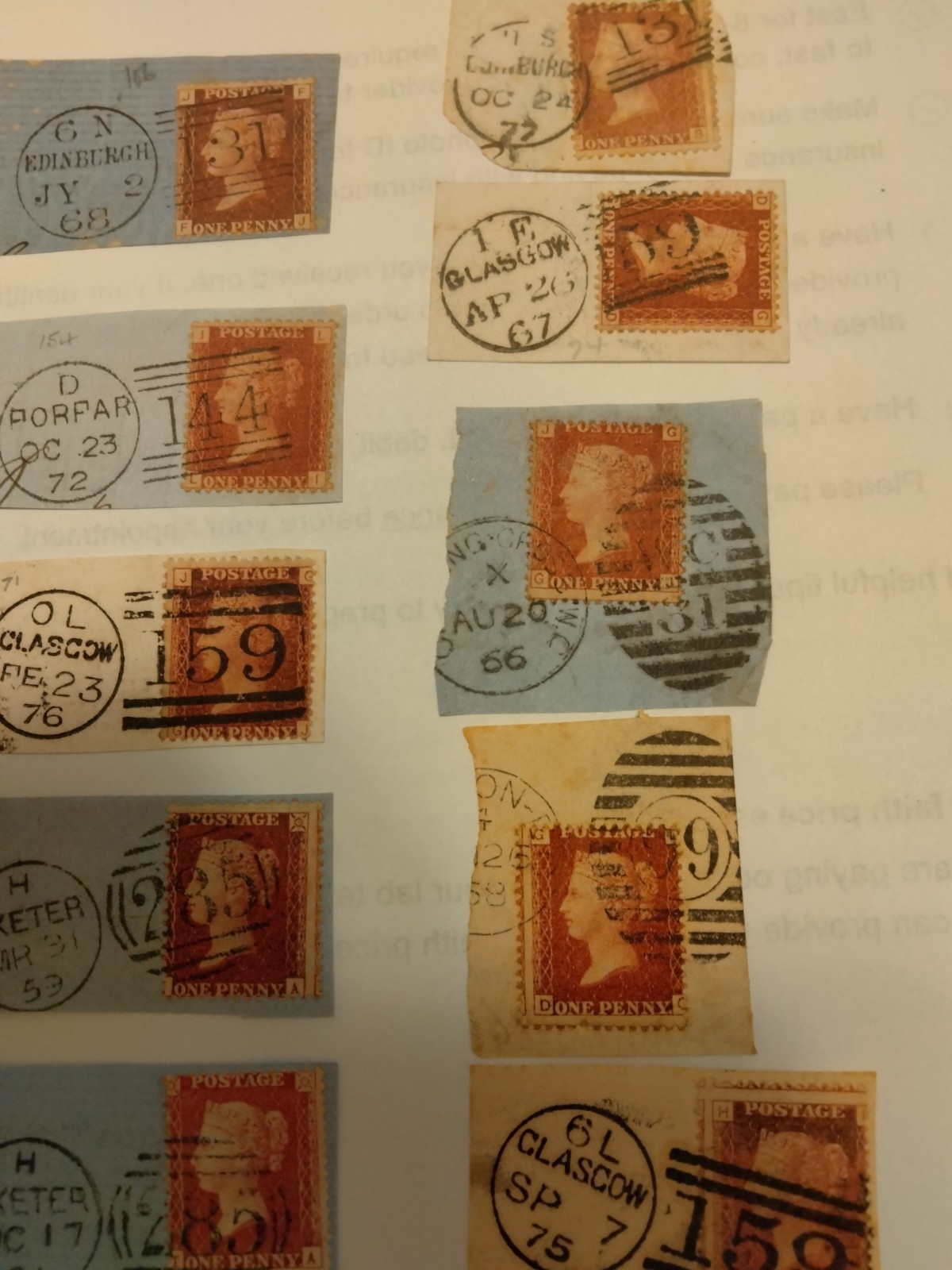 GB Queen Victoria USED Lot of 10 with Post Office Numbers and Obliterators GB Queen Victoria USED Lot of 10 with Post Office Numbers and Obliterators