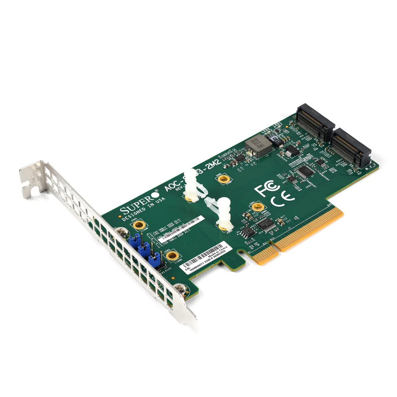 Supermicro AOC-SLG3-2M2-O Dual M.2 NVMe PCIe 3.0 x8 Add-On Card /w Low Profile