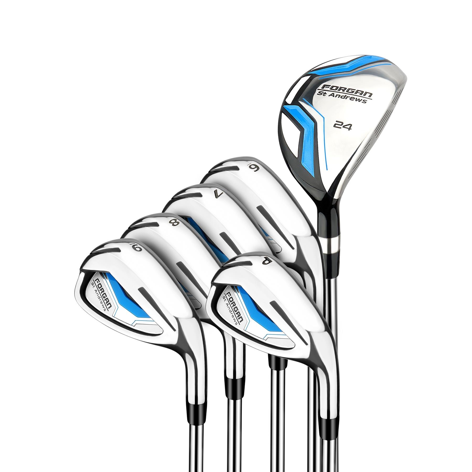 Forgan F200 Stainless Steel Iron Set with Hybrid, Mens Right Hand, Steel Shafts