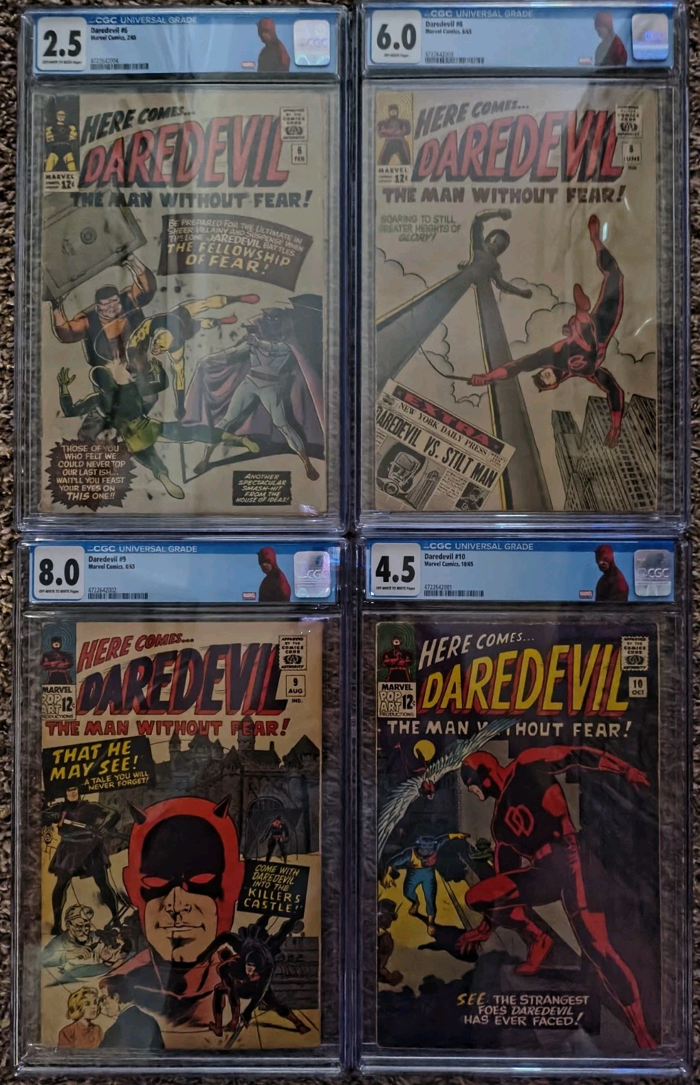 Daredevil #6, 8, 9, 10 (Marvel 1965) CGC Lot - 2.5/6.0/8.0/4.5 - NEW DD Labels Daredevil #6, 8, 9, 10 (Marvel 1965) CGC Lot - 2.5/6.0/8.0/4.5 - NEW DD Labels