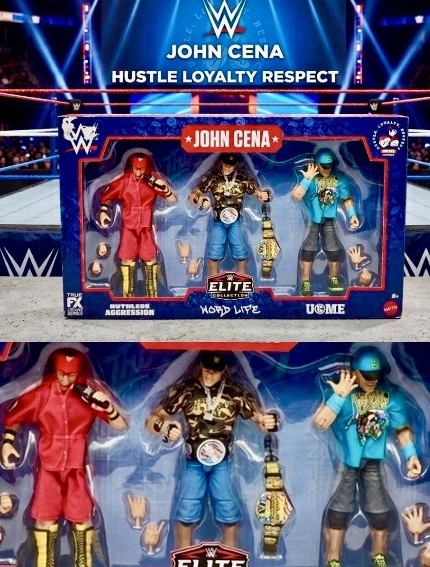 Mattel JHL70 WWE Elite Collection John Cena 3-Pack Collectible Set WWF~NEW