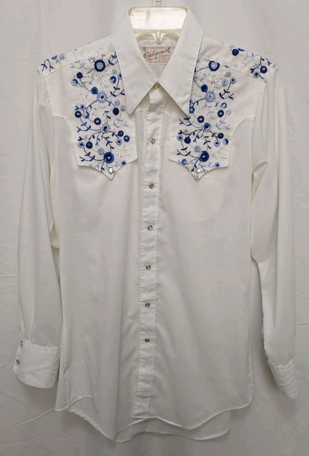 Vintage 1970s Women\'s L Rockmount Ranch Western Shirt Embroidery Pearl Snaps 