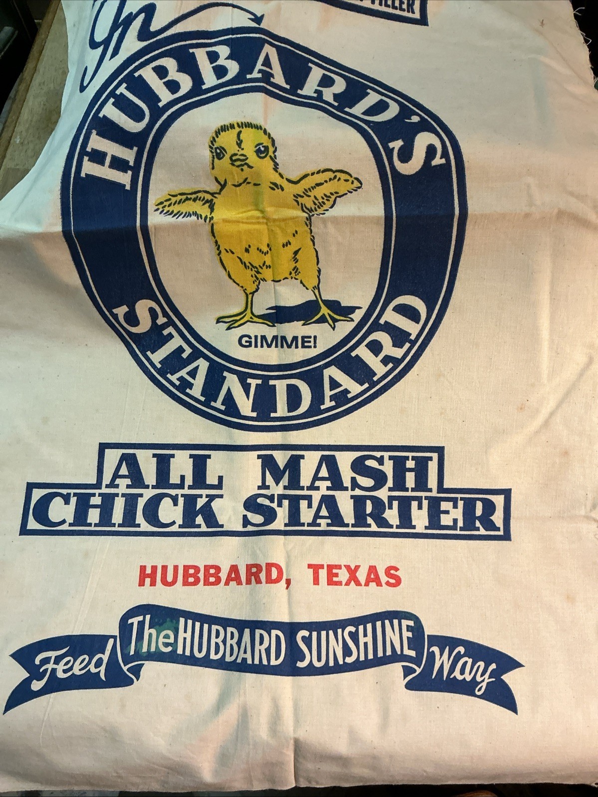 Vintage Hubbard standard all mash chick starter feed Bag Texas 100 pound size Vintage Hubbard standard all mash chick starter feed Bag Texas 100 pound size