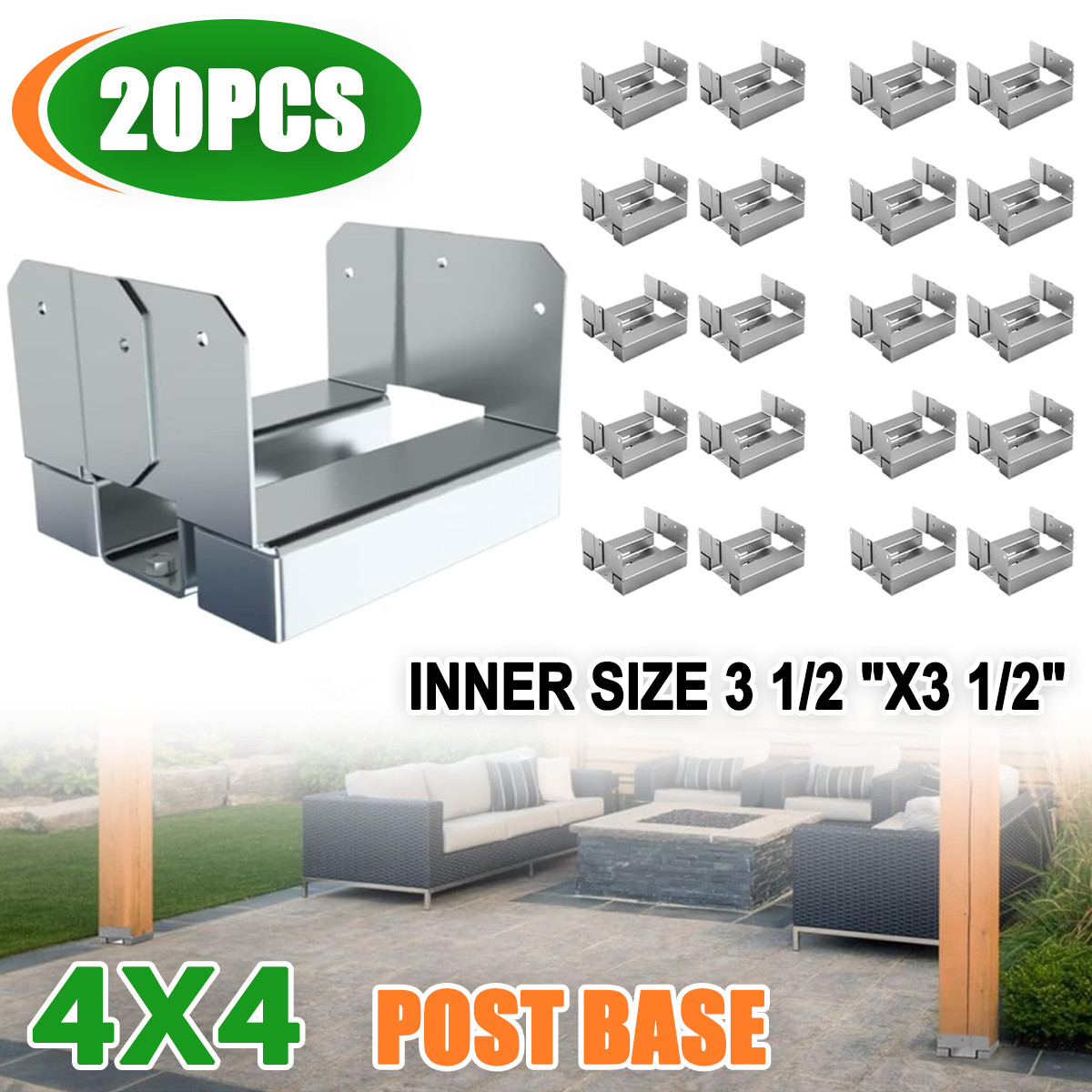 20Pcs 4x4 Concrete Deck Post Anchor Base Adjustable Metal Post Bracket Post Base