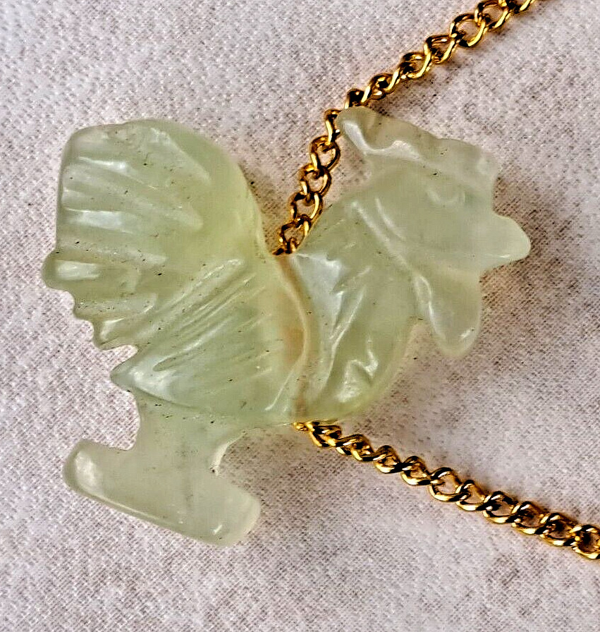 Vintage Carved Jade pendant +chain 44cm long,CHINESE ZODIAC