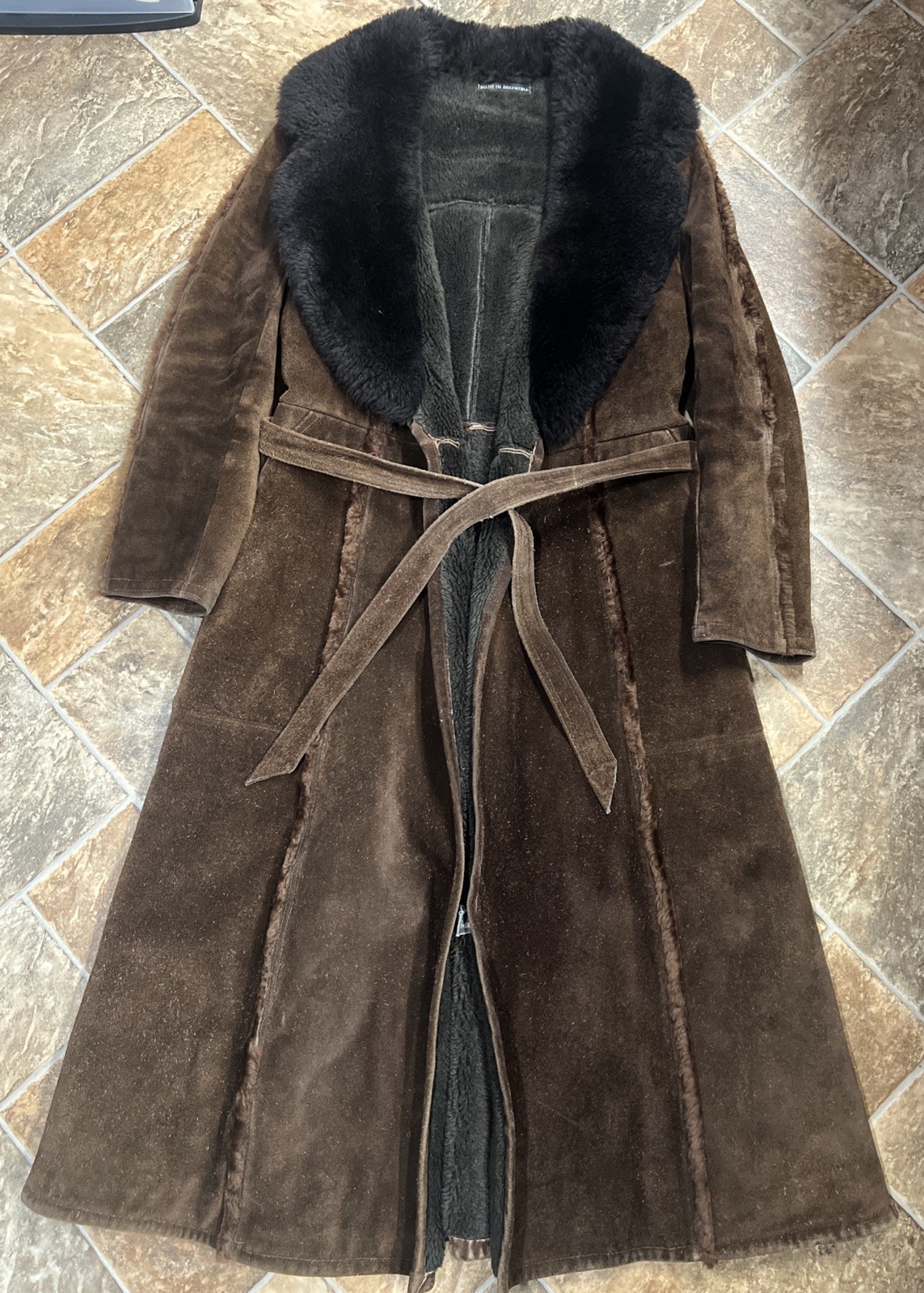 Vintage Juan Sebastian Leather Suede Penny Lane Coat Brown Shearling Long Vintage Juan Sebastian Leather Suede Penny Lane Coat Brown Shearling Long