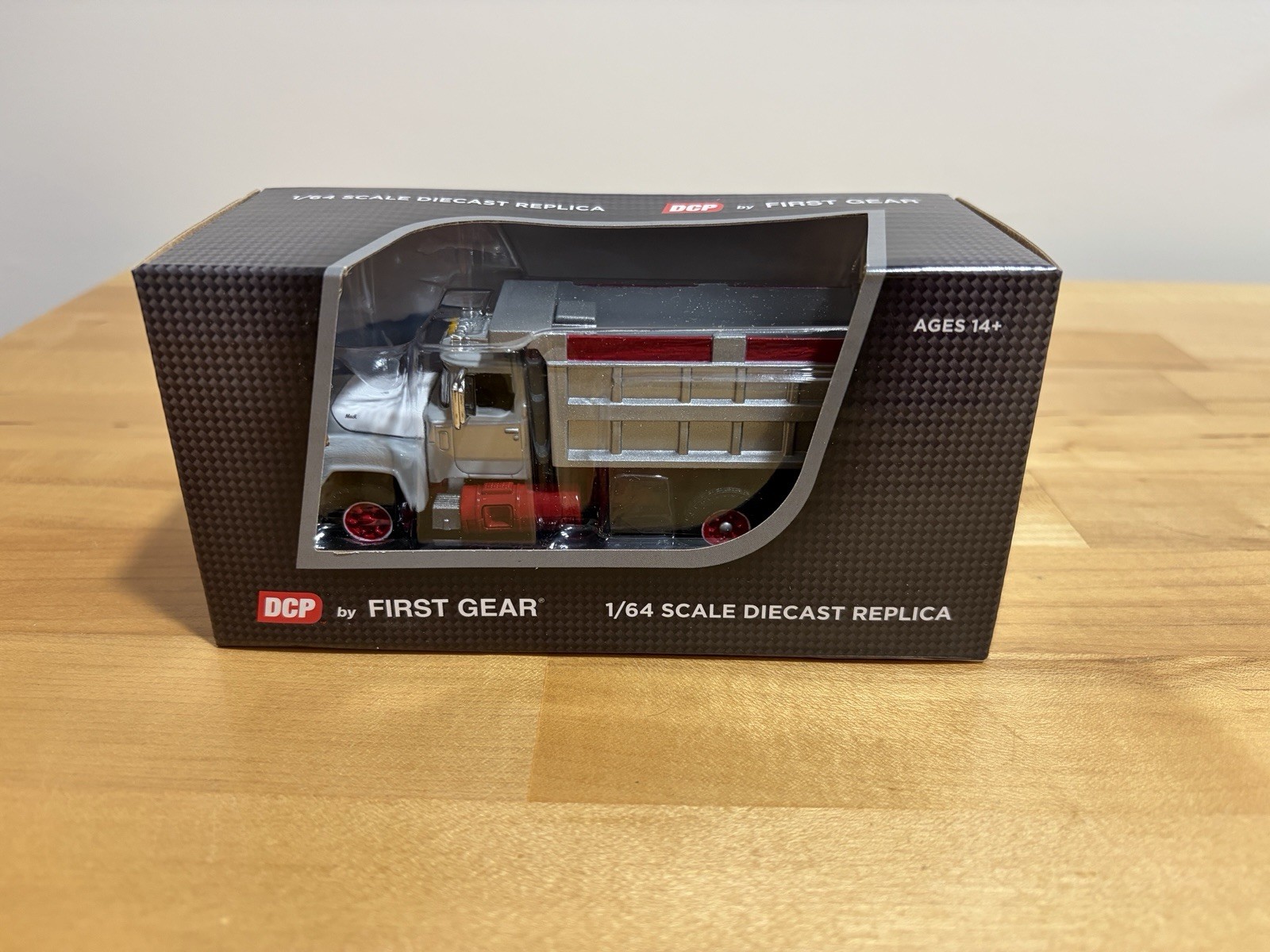 1/64 Mack R Model Dump Truck Silver & Red by First Gear 1/64 Mack R Model Dump Truck Silver & Red by First Gear