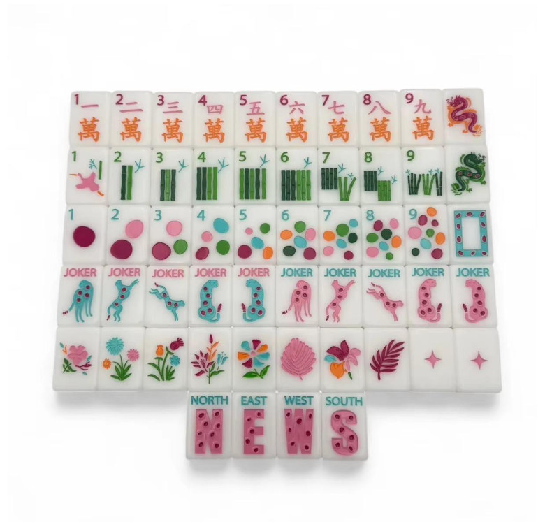 Premium American Mahjong Set 160pcs Leopard Floral Acrylic Game Tiles