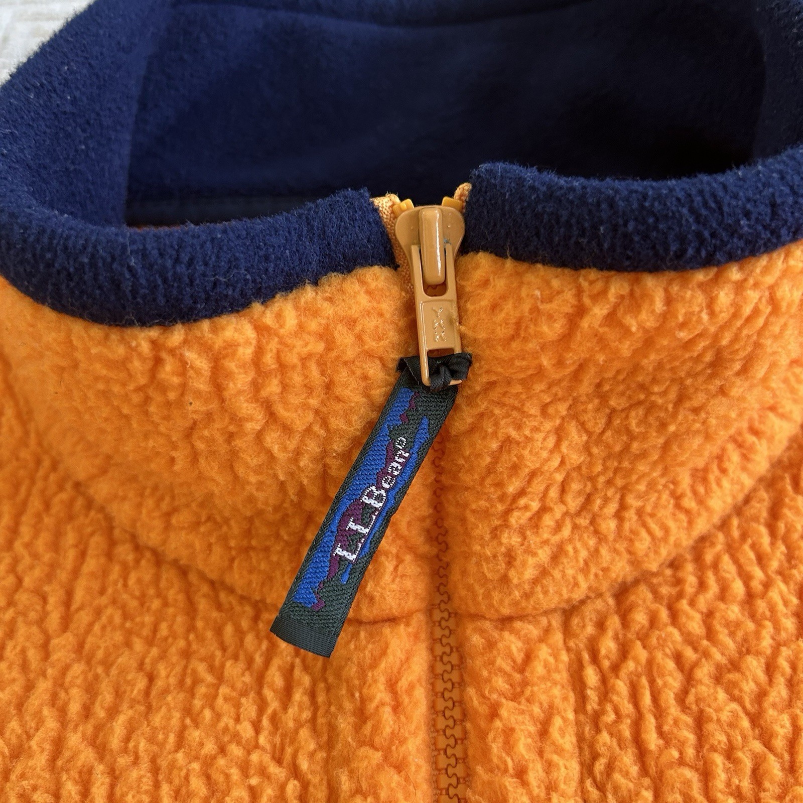 Vintage 90s LL Bean USA Made Fleece Jacket Men\'s XL Orange Sherpa Full Zip