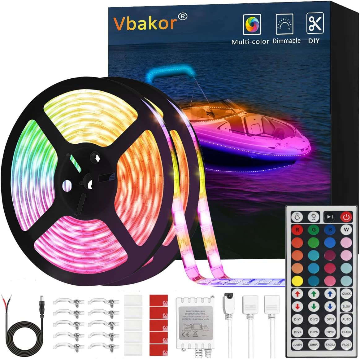 50FT Boat Strip Lights Waterproof 12V RGB LED Marine Pontoon Kayak Yacht RV Kit 50FT Boat Strip Lights Waterproof 12V RGB LED Marine Pontoon Kayak Yacht RV Kit