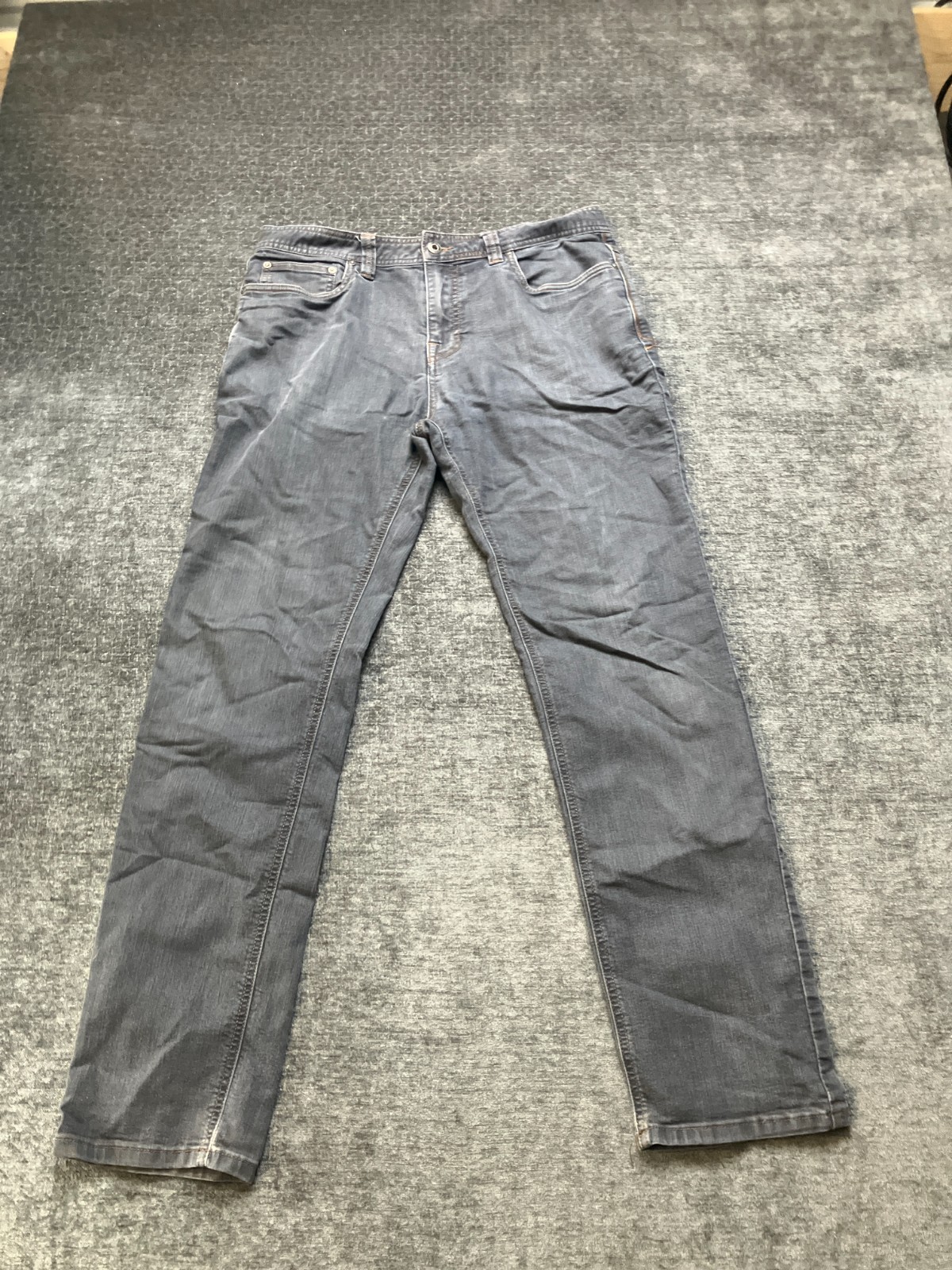 prAna Breathe Straight Leg Jeans Mens 33x32 Gray Born In The Experience Slim Fit