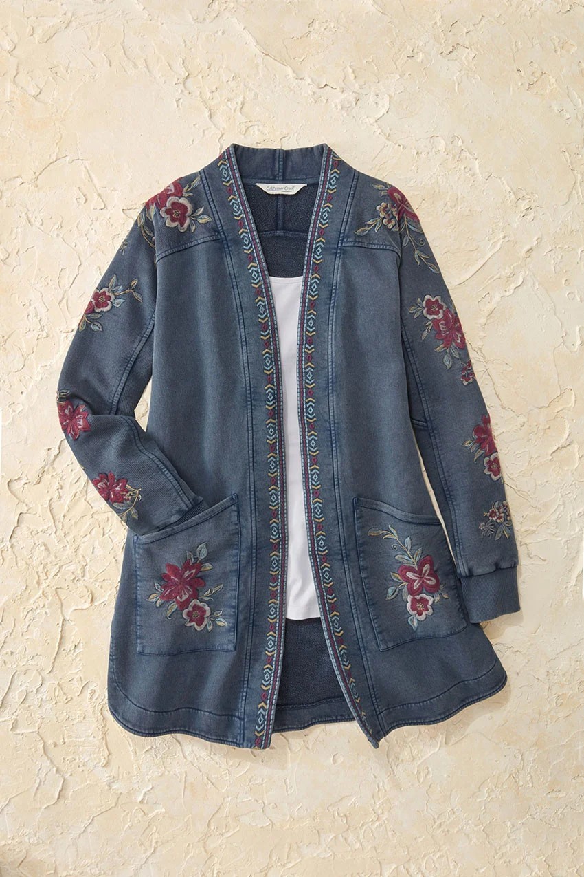 Coldwater Creek Buena Vista French Terry Jacket Blue Ridge Multi Size XL (NWT)