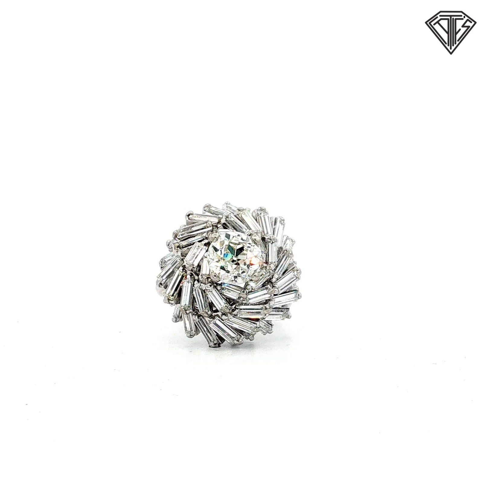 Platinum 3.00ct D,E,F VS Baguette/ 1.55ct K SI2/ I1 Round Center Diamond Balleri