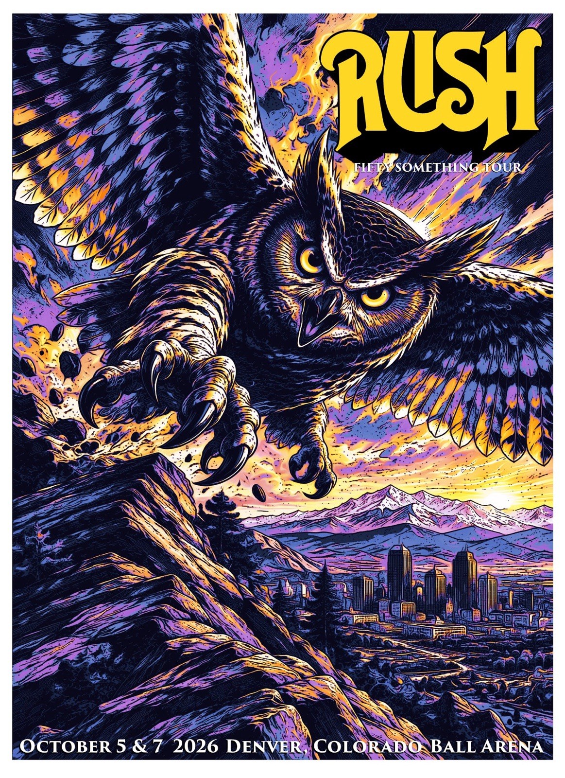 RUSH FIFTY SOMETHING TOUR 2026 Denver PRINT Limited Signed & # To 1500 RUSH FIFTY SOMETHING TOUR 2026 Denver PRINT Limited Signed & # To 1500