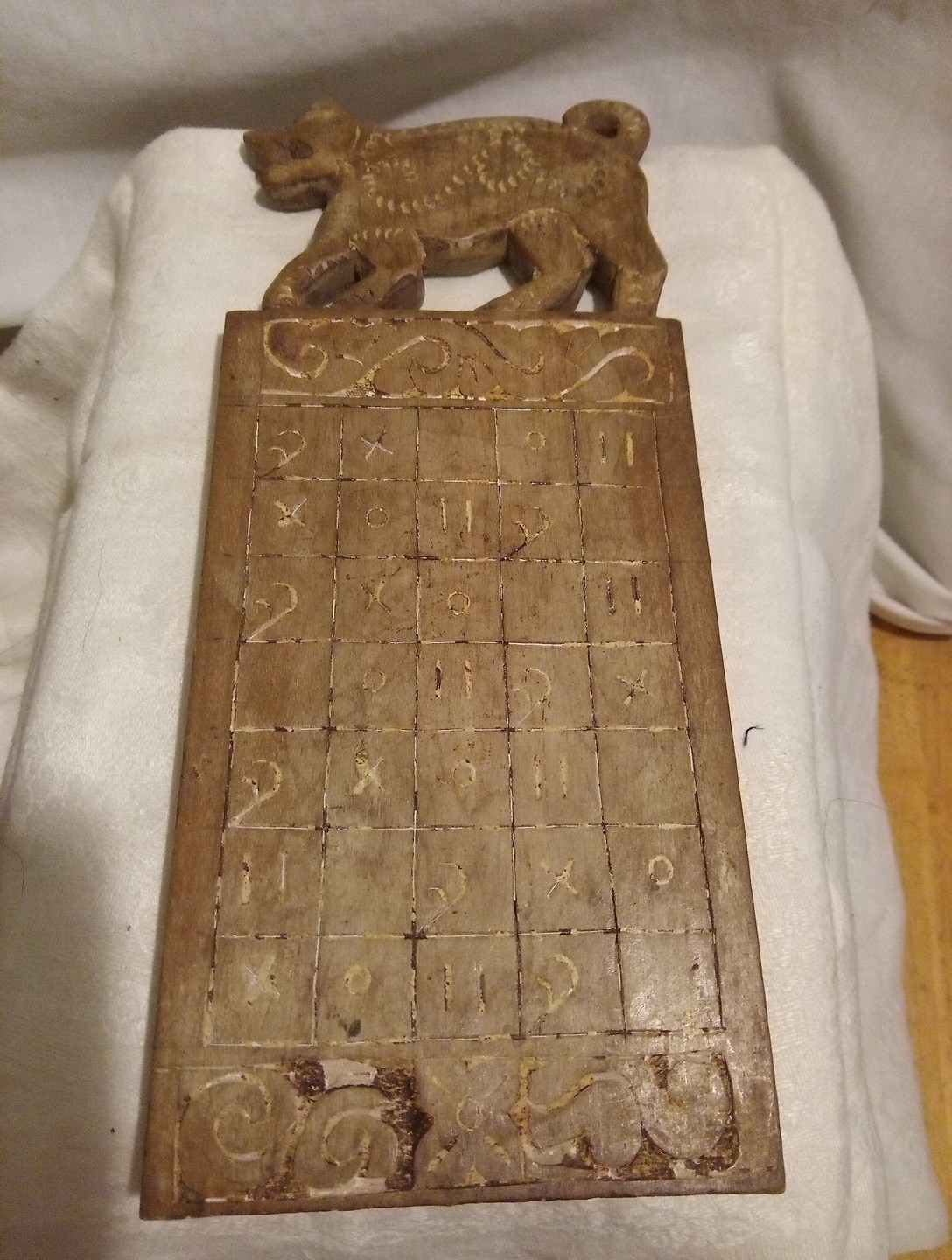 Vintage Batak Porhalaan Shaman Calendar Hand Carved Wood Sumatra Indonesia Art