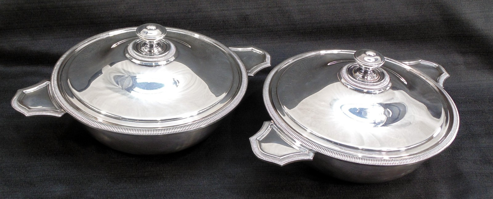 VTG 2 Christofle France Silver Plated Covered Vegetable Serving Dish Art Deco