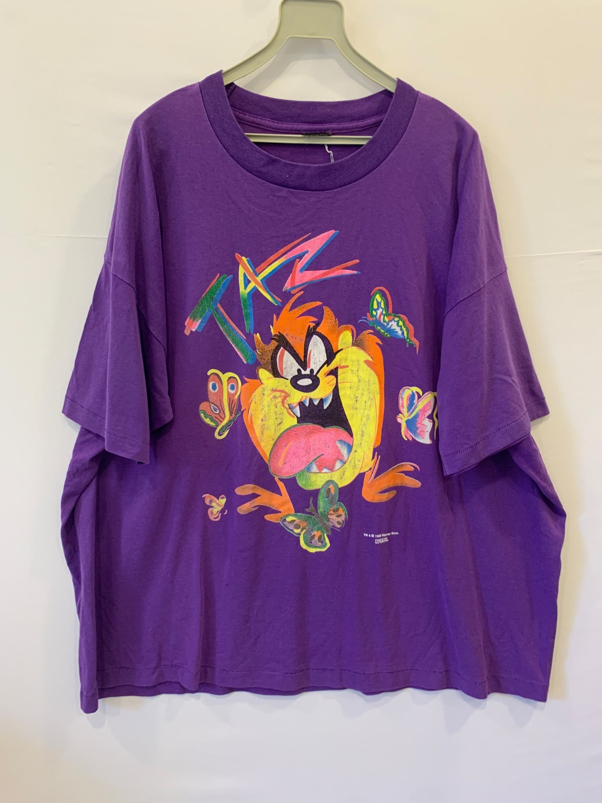 Vintage 1995 Taz Tasmanian Devil T-Shirt Mens XXXL 3XL Purple Freeze Looney #130