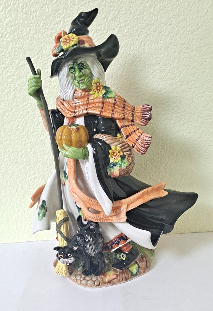 Fitz and Floyd Classics Halloween Harvest Witch Figurine Black Cat 17 Inch Fitz and Floyd Classics Halloween Harvest Witch Figurine Black Cat 17 Inch