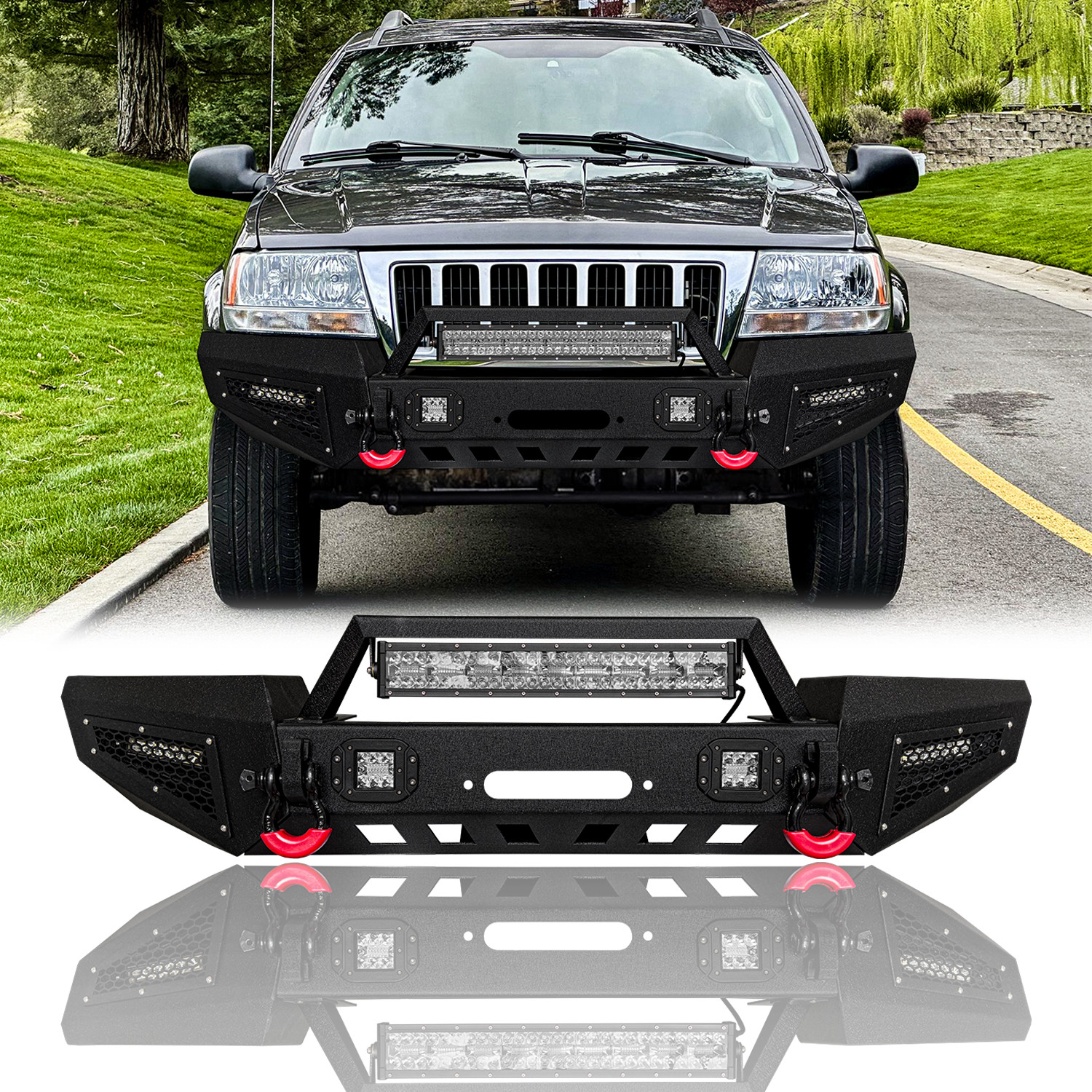 Vijay For 1999-2004 Jeep Grand Cherokee WJ Front/Rear Bumper With Tire Carrier