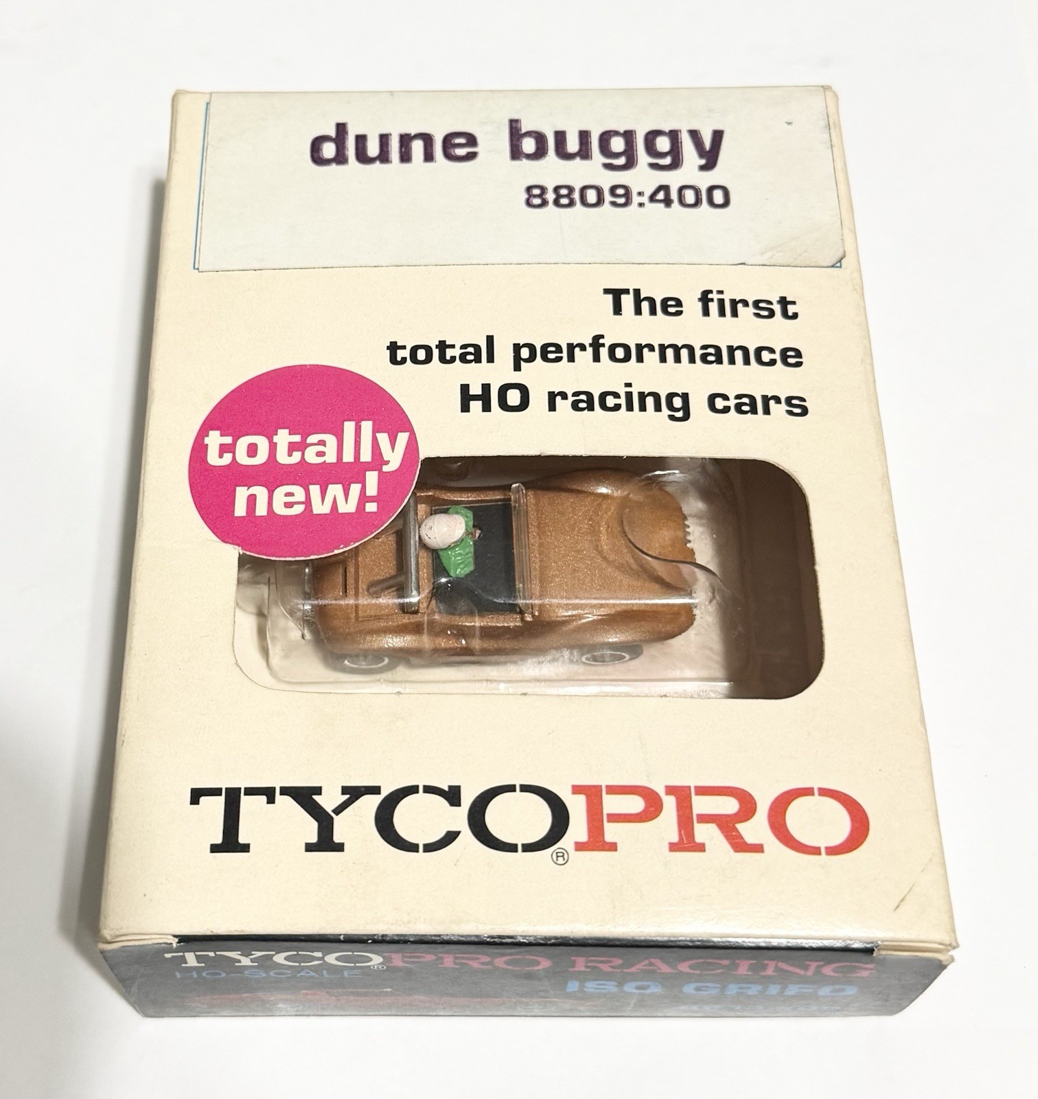 RARE 1970 TYCO PRO #8809 Metallic Gold Dune Buggy Roadster HO Slot Car MIB NOS