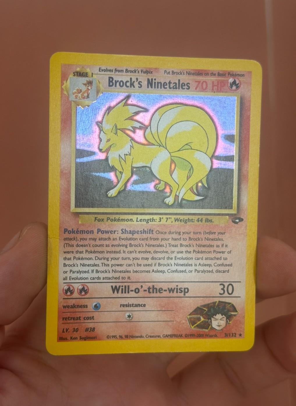 2000 POKEMON GYM CHALLENGE BROCK\'S NINETALES HOLO MP-HP 3/132 UNLIMITED