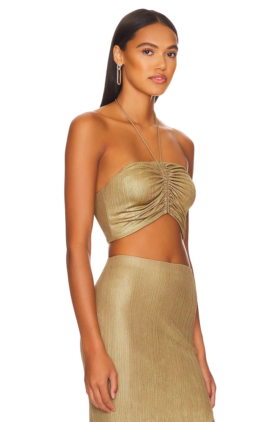 NWT REMI x REVOLVE Daniella Halter Top in Metallic Gold 2XS XXS NEW NWT REMI x REVOLVE Daniella Halter Top in Metallic Gold 2XS XXS NEW