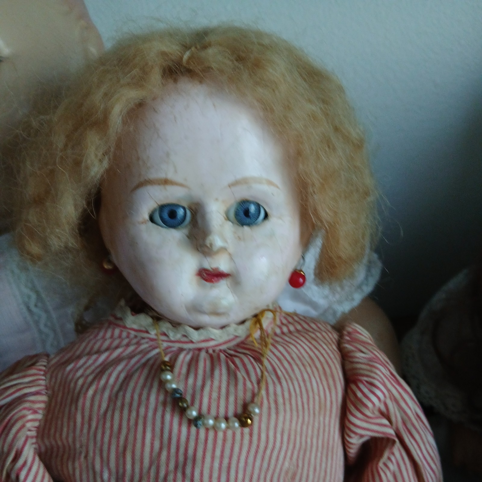 Fabulous Antique 19” All Orig Glasseyed Wax Over Lady Doll With Gorgeous Outfit Fabulous Antique 19” All Orig Glasseyed Wax Over Lady Doll With Gorgeous Outfit