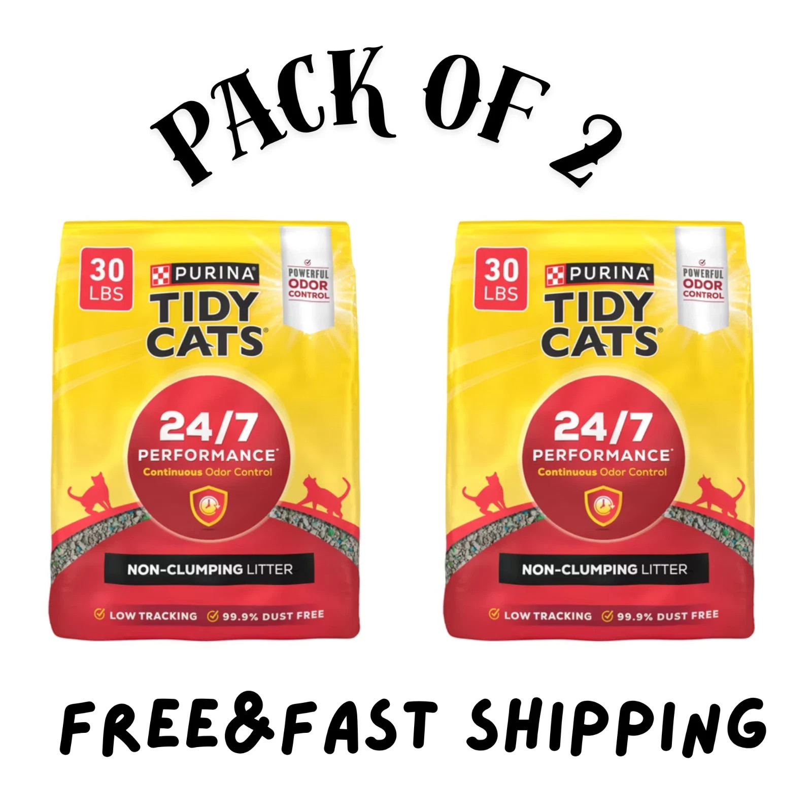 Purina Tidy Cats 24/7 Performance Non-Clumping Litter, Odor Control, 30 lb 2pack Purina Tidy Cats 24/7 Performance Non-Clumping Litter, Odor Control, 30 lb 2pack