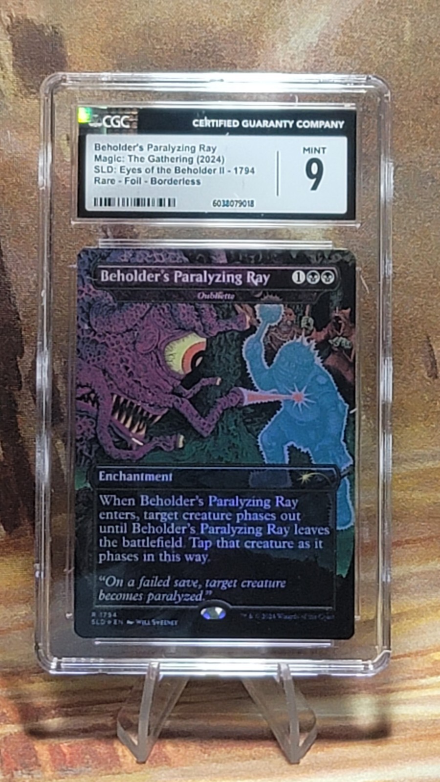 MTG Beholder\'s Paralyzing Ray - Oubliette #1794 D&D Foil Secret Lair CGC 9 Mint MTG Beholder\'s Paralyzing Ray - Oubliette #1794 D&D Foil Secret Lair CGC 9 Mint