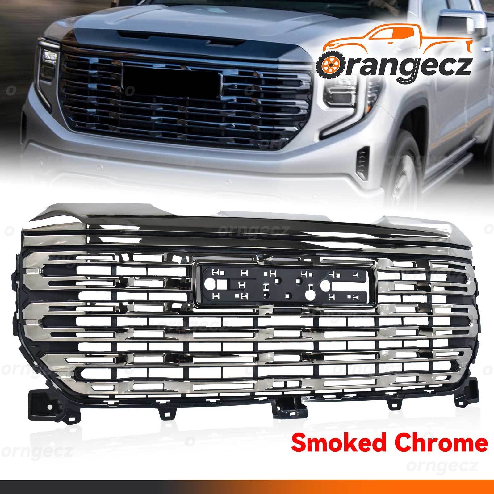For 2022-2024 GMC Sierra 1500 Denali Smoked Chrome Front Bumper Grille Grill New