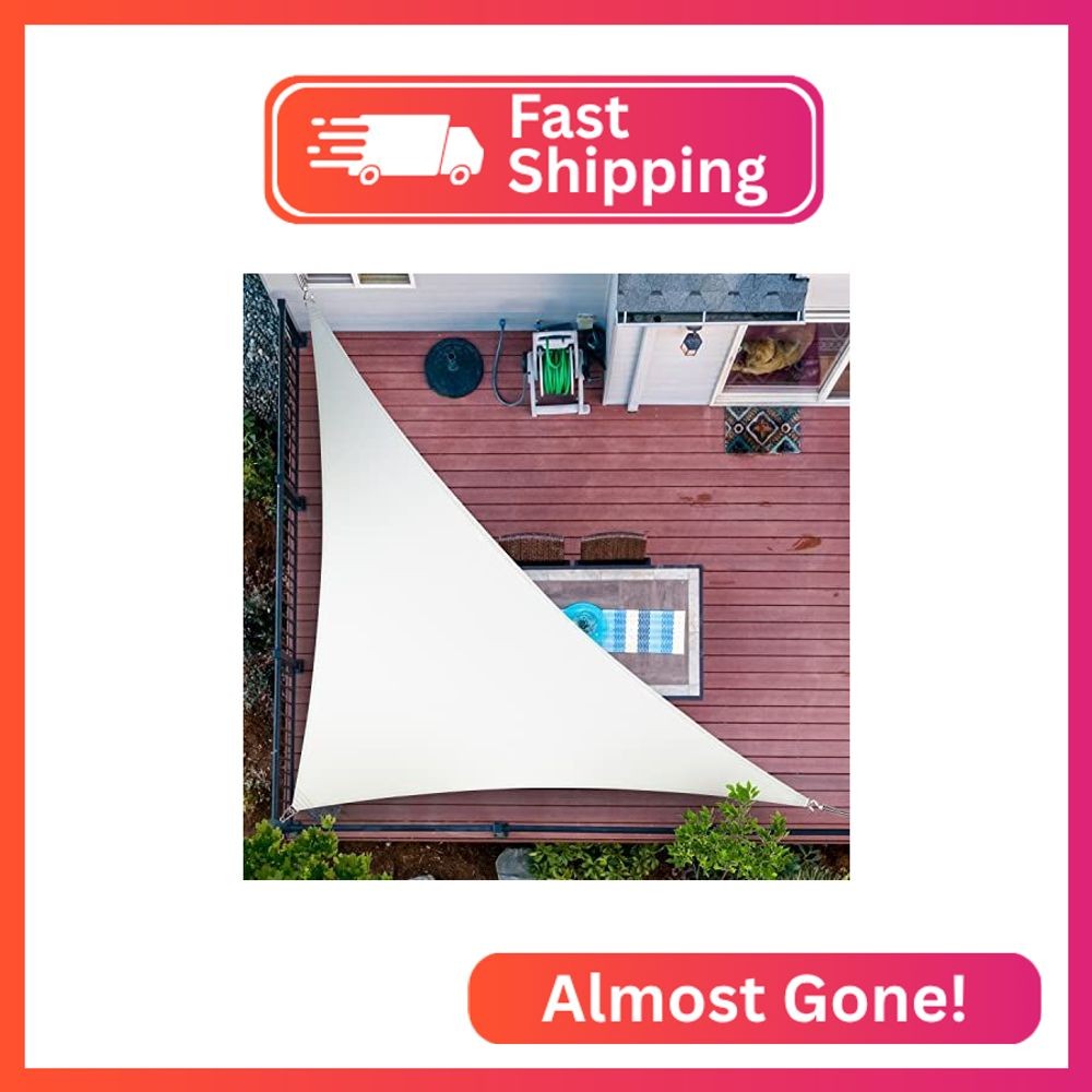 ShadeMart 14\' x 14\' x 19.8\' White Triangle Shade Sail for Garden