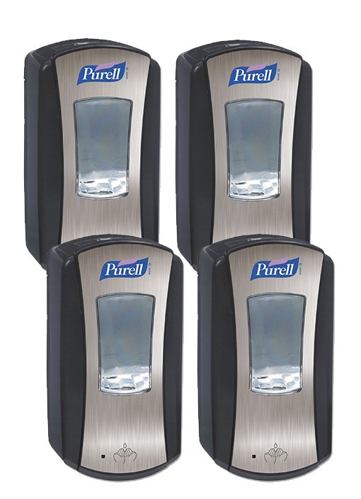 PURELL LTX-12 Touch Free Dispenser 4-Pack 1928-04 Chrome Black Wall Mount New PURELL LTX-12 Touch Free Dispenser 4-Pack 1928-04 Chrome Black Wall Mount New