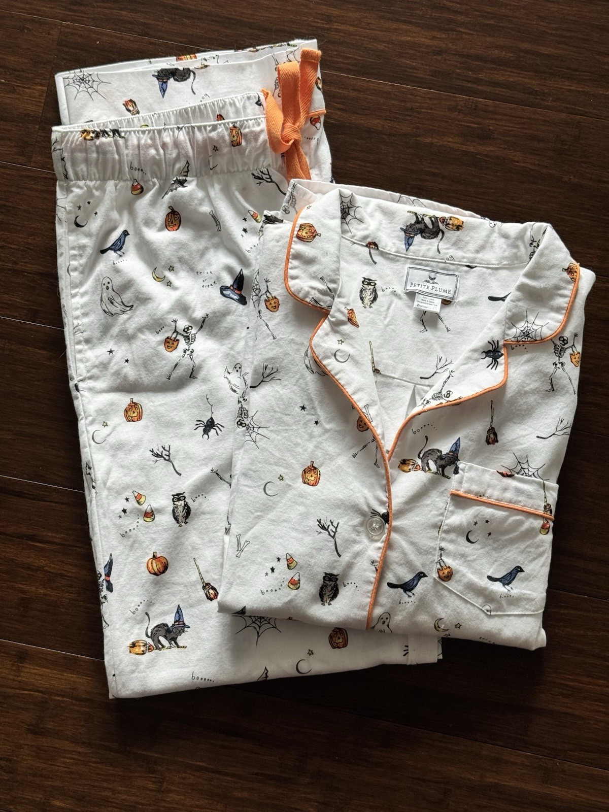 Petite Plume Halloween Women\'s Twill Pajama Set in Trick or Treat Size XS