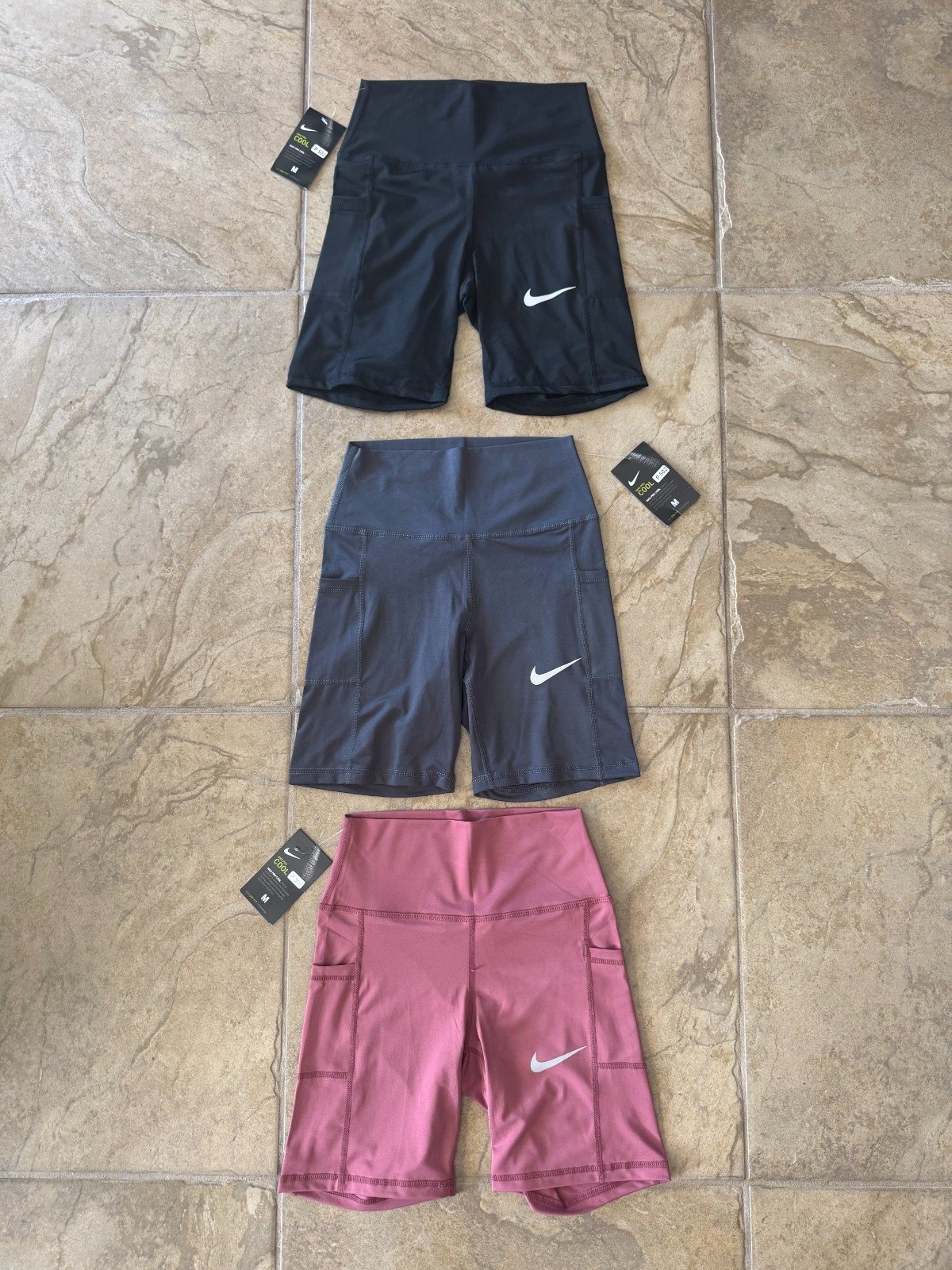 3 PAIR NIKE PRO DRI-FIT RUNNING SHORTS WITH POCKETS WOMENS SIZE M 3 PAIR NIKE PRO DRI-FIT RUNNING SHORTS WITH POCKETS WOMENS SIZE M