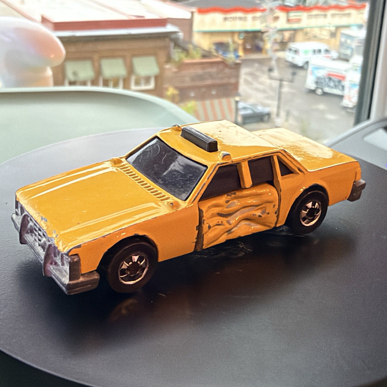 Vintage 1983 Hot Wheels Crack-Ups Super Blaster City Taxi Cab Crash Hong Kong 2E
