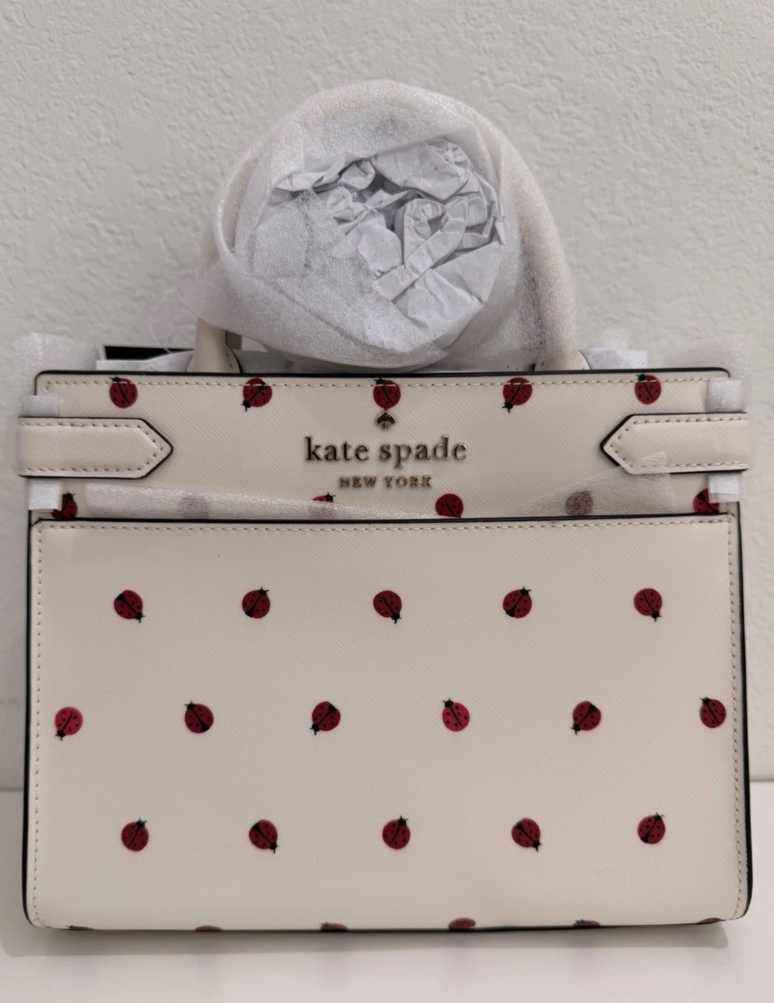NWT Kate Spade Staci Small Ladybug Satchel Cream Multi KB438 Strap
