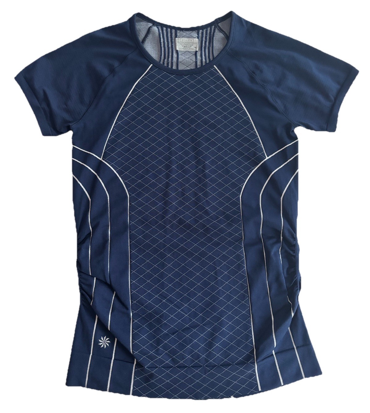 Athleta Finish Fast Line Women\'s Medium Blue Tee Shirt Running Workout Yoga