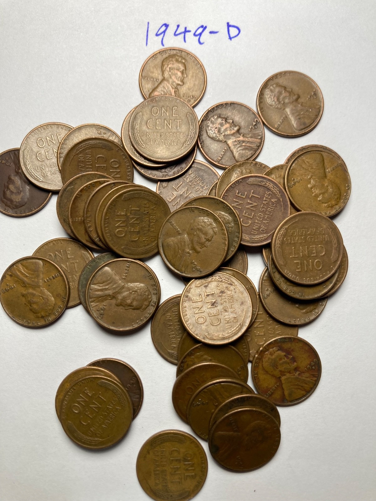 1949-D LINCOLN WHEAT CENT PENNY ROLL, nice condition 1949-D LINCOLN WHEAT CENT PENNY ROLL, nice condition