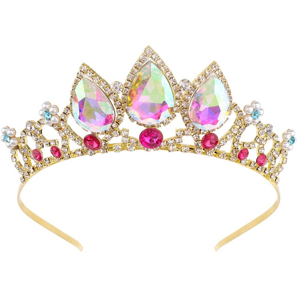 COCIDE Rapunzel Crown for Girls AB Crystal Tiara and Crown for Birthday Party Pe