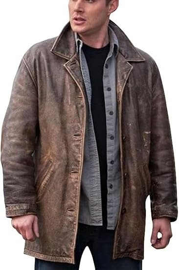 Men's Distressed Supernatural Dean Winchester Brown Real Leather Jacket Coat NWT Men's Distressed Supernatural Dean Winchester Brown Real Leather Jacket Coat NWT