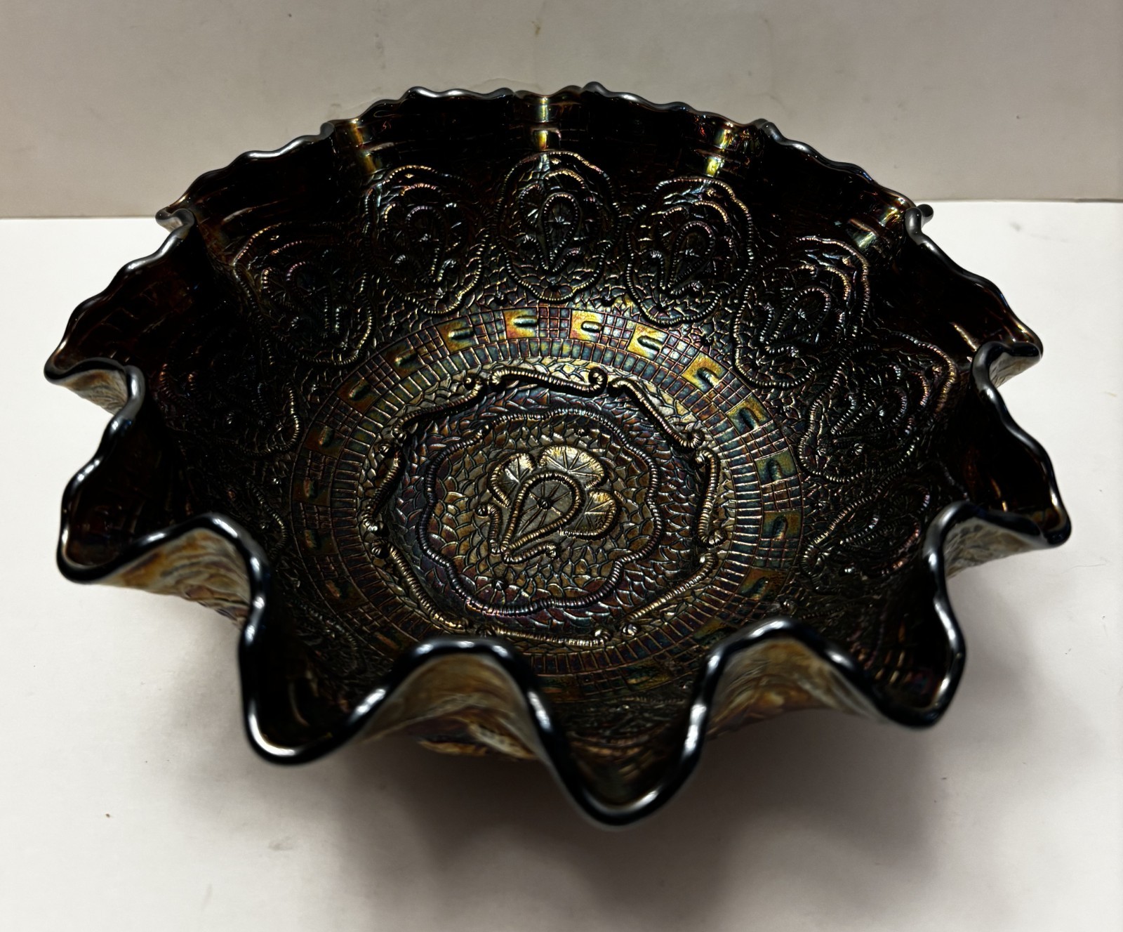Fenton Persian Medallion Amethyst Carnival Glass Bowl