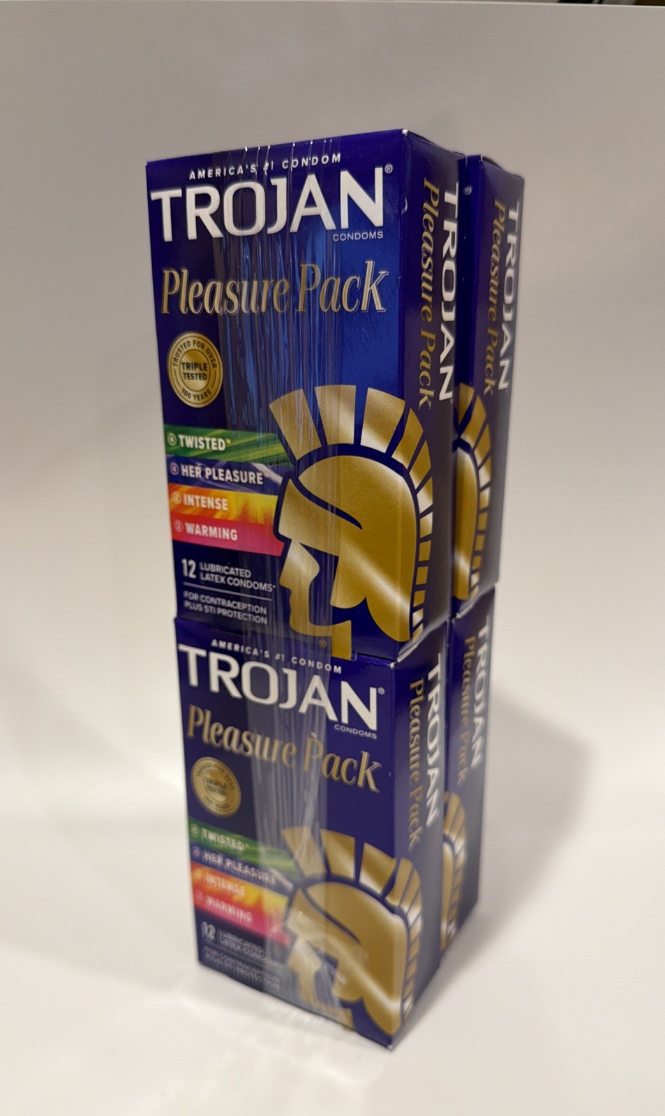 4 BOXES Trojan Pleasure Variety Pack Lubricated Condoms 12 COUNT EACH EXP 4/26 4 BOXES Trojan Pleasure Variety Pack Lubricated Condoms 12 COUNT EACH EXP 4/26