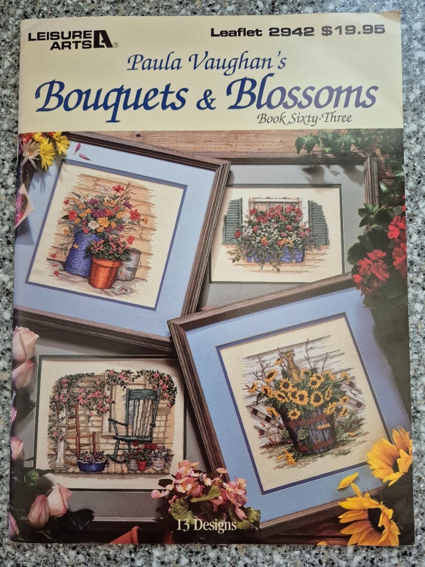 Paula Vaughan Bouquets Blossoms Book 63 Cross Stitch Leaflet 2942 Vintage OOP