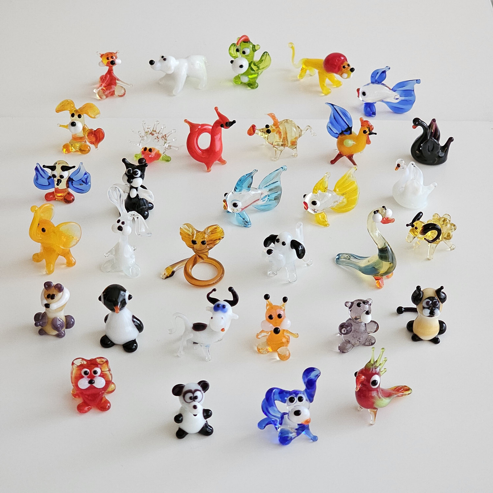 Handcrafted Mini Glass Animal Figurines Set of 4 Randomly Selected Unique Pieces