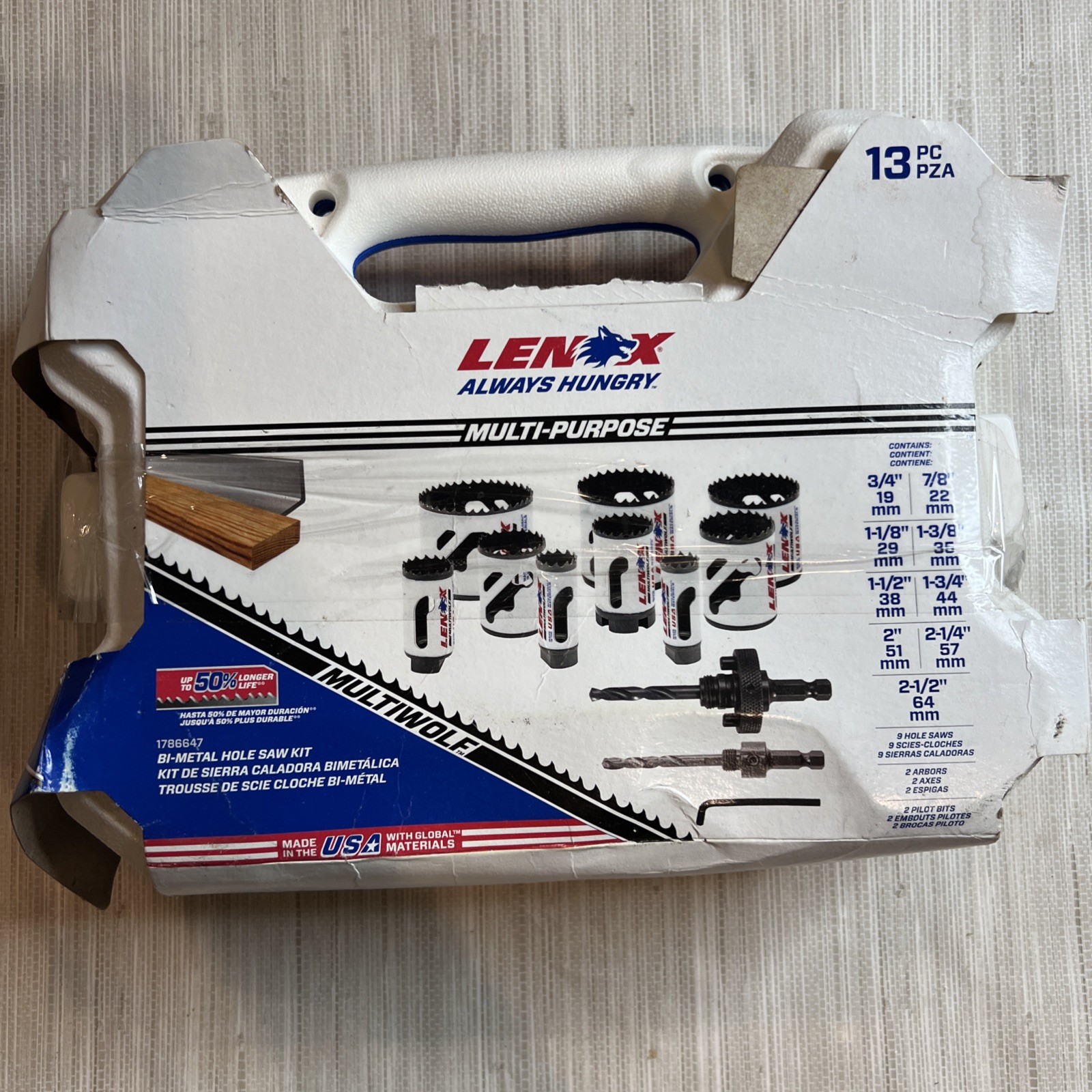 + LENOX 13 pc Multi-Purpose Bi-Metal Hole Saw Kit 1786647 NEW OPEN BOX