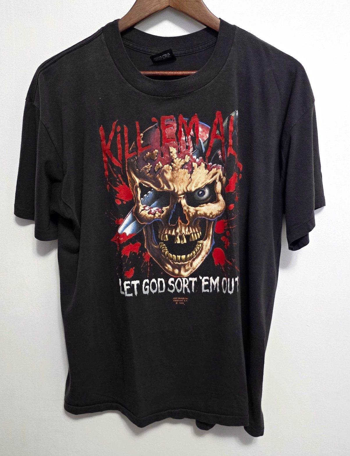 Vtg 1989 Kill Em All Let God Sort Em Out Shirt XXL Single Stitch Harley Rally NY Vtg 1989 Kill Em All Let God Sort Em Out Shirt XXL Single Stitch Harley Rally NY