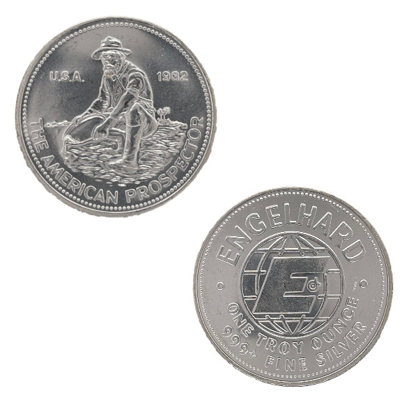 Vintage 1982 Engelhard American Prospector - 1 oz .999 Fine Silver Round