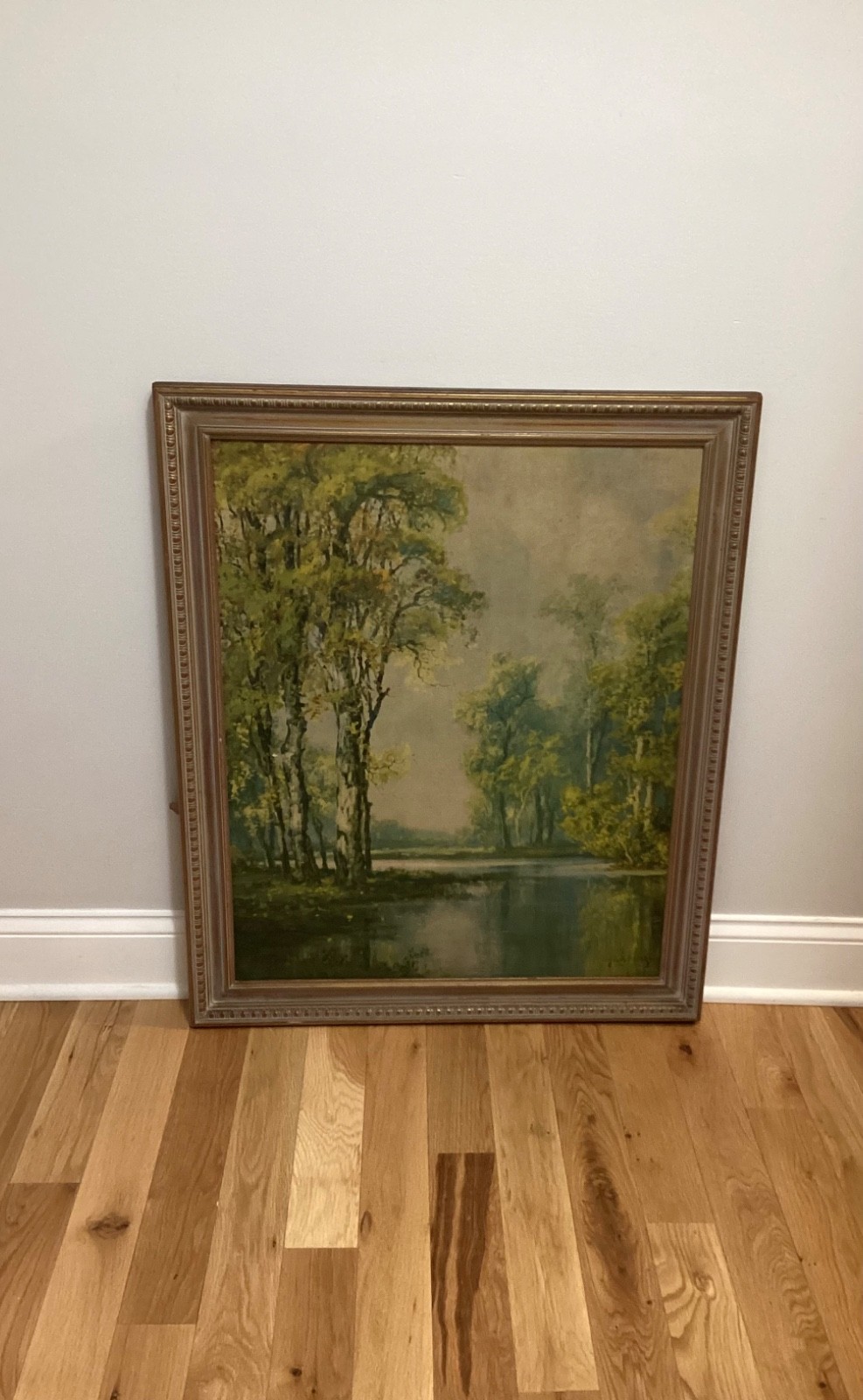 Vintage Forest Landscape Framed Print Art Lithography A.D. Greer, Lake Scenery